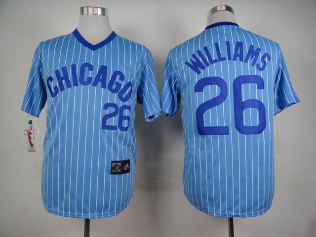 Men Chicago Cubs #26 Williams Blue Throwback MLB Jerseys